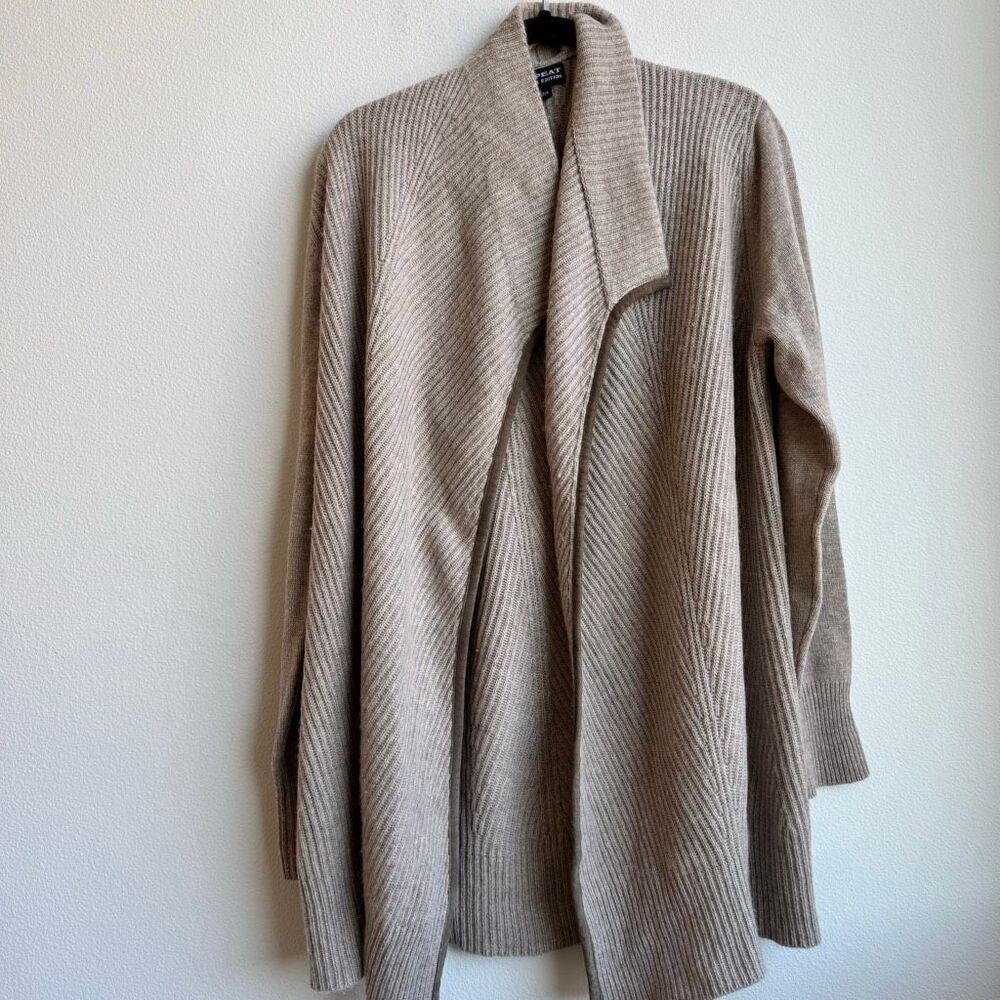 Repeat Wool Cashmere Ribbed Chunky Thick Open Front Cardigan Size Large / 42